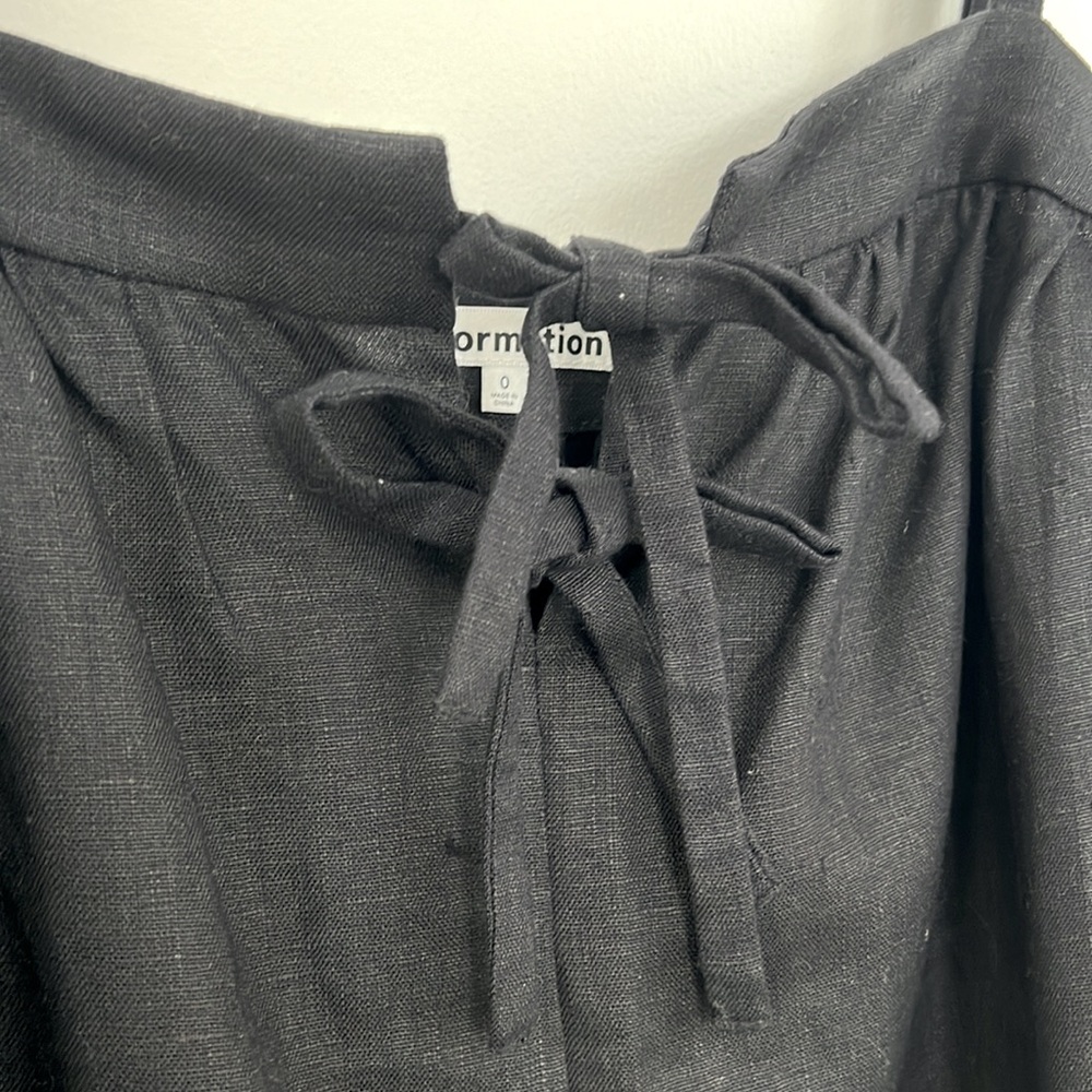 Reformation 100% Linen Black Mini Dress sz 0 - Picture 2 of 7